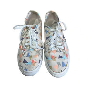 Vans Women’s Size 8 Canvas Sneakers Geometric Pastel Triangle Print Lace Up